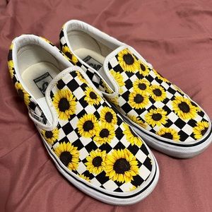 Custom sunflower slip on vans